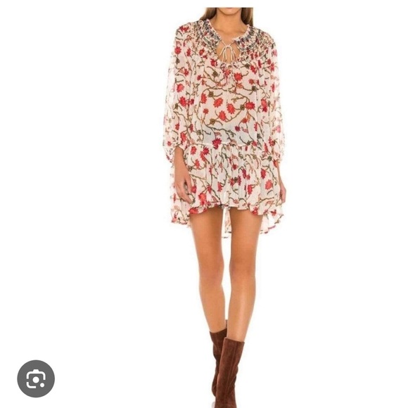 free people keeping up with kara *BLUE** boho flowy oversized dress tunic - Picture 1 of 10